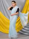 Light Blue Georgette Crush Mahalasa Saree With Fancy Belt thumb 2