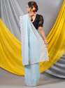 Light Blue Georgette Crush Mahalasa Saree With Fancy Belt thumb 3
