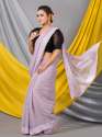 Light Lavender Chiffon Foil Work Designer Mahalasa Saree thumb 2