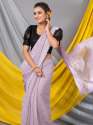 Light Lavender Chiffon Foil Work Designer Mahalasa Saree thumb 3