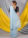 MAHALASA Sky Blue Color Diamond Work With Heavy Embroidery In Border Chiffon Saree thumb 1