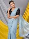 MAHALASA Sky Blue Color Diamond Work With Heavy Embroidery In Border Chiffon Saree thumb 3