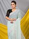 Mint Blue Sequins Georgette Designer Mahalasa Saree thumb 1