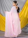Peach Sequins Embroidered Georgette  Designer Saree thumb 3