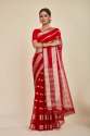 Red Casual Organza Silk Designer Mahalasa  Saree