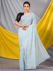 Sky Blue Georgette Sequins Work Designer Mahalasa Saree