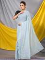 Sky Blue Georgette Sequins Work Designer Mahalasa Saree thumb 2