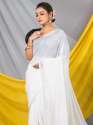 White Sequins Georgette Designer Mahalasa Saree thumb 1