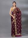 Wine Casual Chiffon Foil Pattern Designer Mahalasa Saree