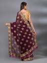Wine Casual Chiffon Foil Pattern Designer Mahalasa Saree thumb 1