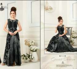 New Collection Black And Grey Printed Gown
