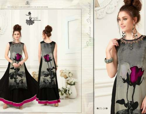 New Collection Black Sleeveless Printed Indo Western Dress by Kanchans Boutique Fabrics