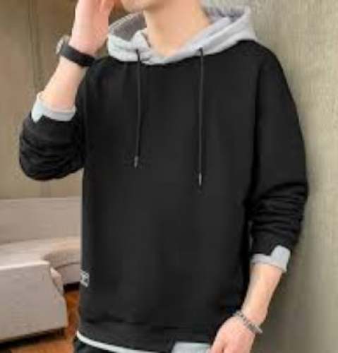 Men Black Casual Hoodies by Poshak The Apparel Store