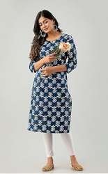 Ladies Black Hand Printed Kurtis