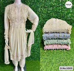 Aarya Designer pink latest Fox Heavy Georgette Indian dress 3 piece Kurti-Pant with Duppata 