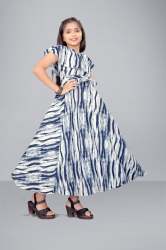 American Crepe Blue western One Piece For Kid Girl