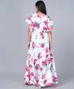 Designer White with Pink Floral print Western Gown for Teenage Girl thumb 2