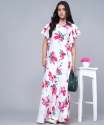 Designer White with Pink Floral print Western Gown for Teenage Girl thumb 3