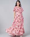 Floral Print American Crepe Teenage Gown thumb 1