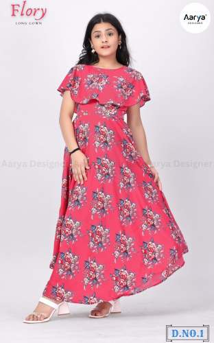 Fully Stich 6 To 15 Years Best Quality Long Gown by AARYA CREATION