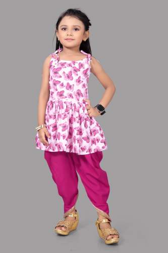 Little One's Pink Dhoti & Kurti Set 