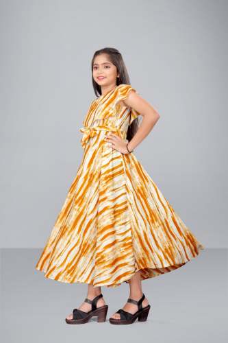 Mustard Yellow Kids Girl Western Gown 