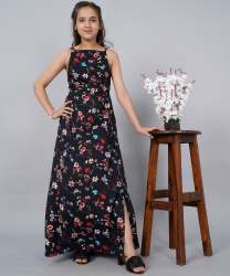 Party wear Black American Crepe Girls Gown