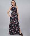 Party wear Black American Crepe Girls Gown thumb 4