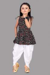 Shoulder Knot  2 piece Dhoti with Kurti set for Kids Girls 