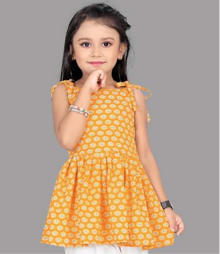 Stylish Yellow and White Kiddos Dhoti Kurti Set