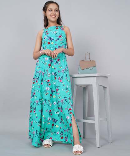 Turquoise Printed Western One Piece Gown