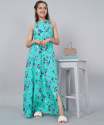 Turquoise Printed Western One Piece Gown