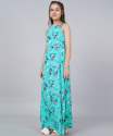 Turquoise Printed Western One Piece Gown thumb 2
