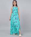 Turquoise Printed Western One Piece Gown thumb 3