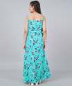 Turquoise Printed Western One Piece Gown thumb 4