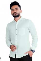 Men Plain Pista Cotton Shirts