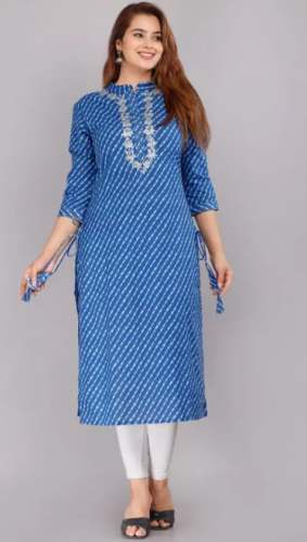 Ladies Fancy Neck Printed Kurtis by Vastrini Collection