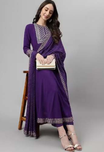 Ladies Party Wear Rayon Kurtis Dupatta Set by Vastrini Collection