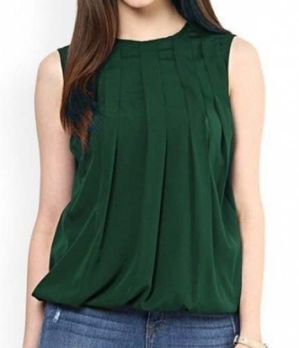 Fancy Ladies Green Sleeveless Georgette Top by Mahadev Collection