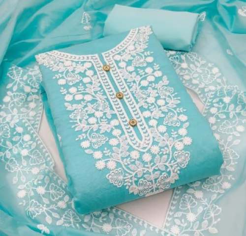Ladies Organza Embroidered Dress Material by Kamal Collection