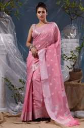Ladies Peach Banarasi Patola Silk Sarees