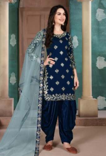Ladies Party Wear Nevy Blue Punjabi Suits by Asha Collection