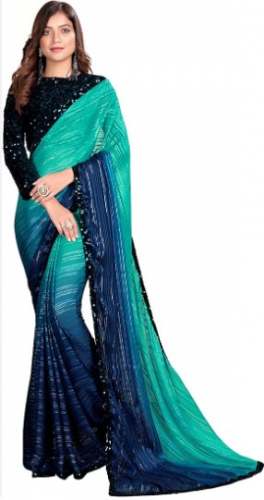 Sequins Border Fancy Chiffon Sarees by Raj Cloth Sarees