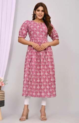 Ladies Half Sleeve Printed Rayon Kurtis by Swaroop Garment