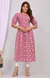 Ladies Half Sleeve Printed Rayon Kurtis