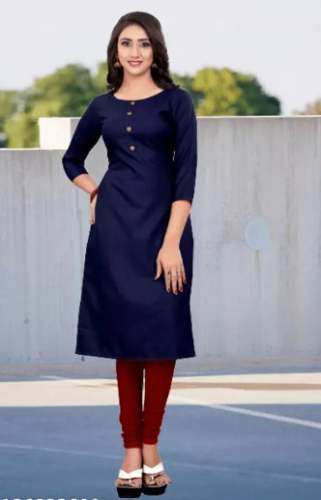 Ladies Nevi Blue Plain Kurtis by Swaroop Garment