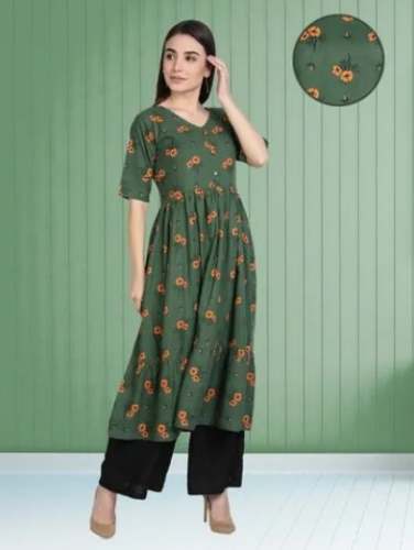 Ladies Printed Anarkali Rayon Kurtis by Swaroop Garment