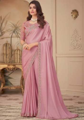 Ladies Pink Party Wear Designer Sarees