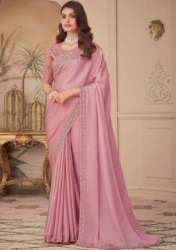 Ladies Pink Party Wear Designer Sarees