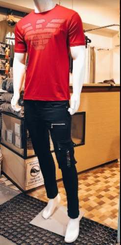 Round Neck Red Half Sleeve T Shirt For Men